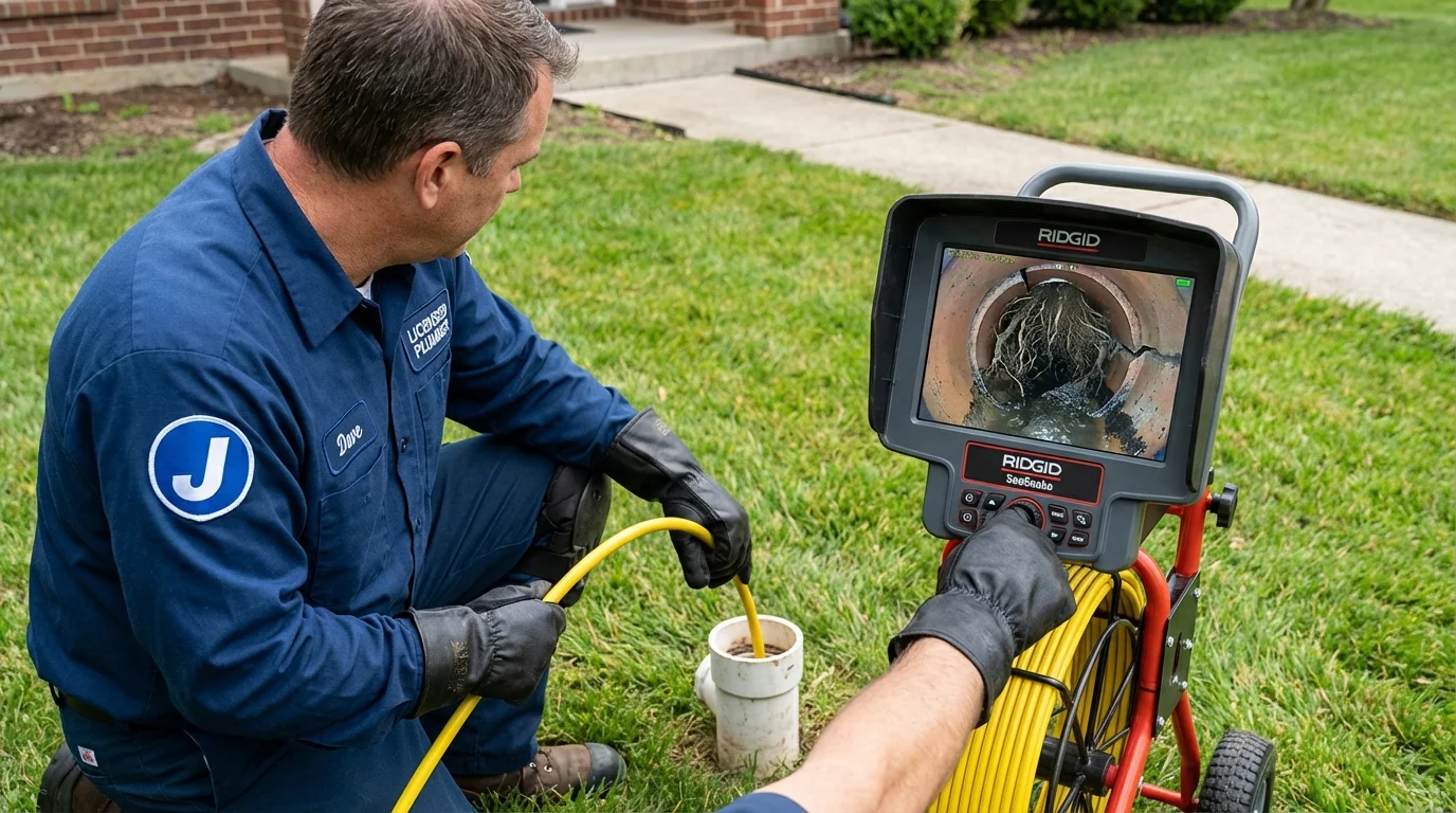 Sewer camera inspection being performed by Johns Plumbing LLC in Comanche